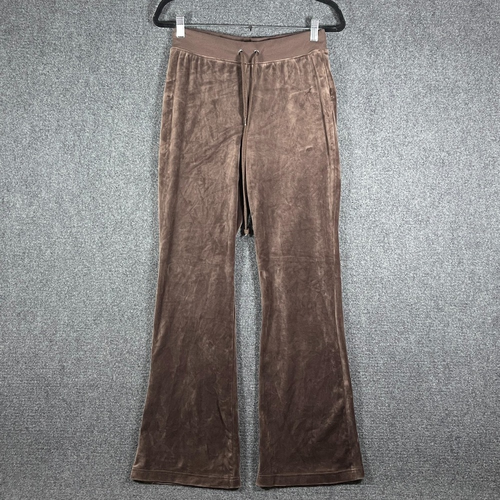 Aeropostale Flare High-Rise Velour Pants Brown Womens Size Medium #2056